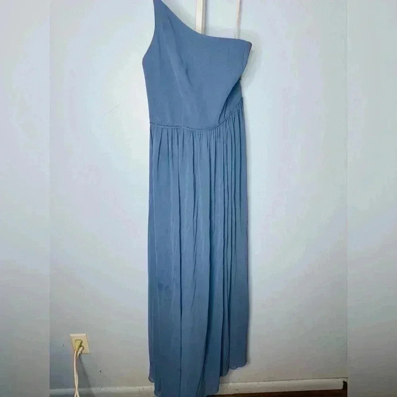 NWT David’s Bridal Women's Teal One-Shoulder Overskirt Bridesmaid Dress Size 12 - Picture 2 of 8